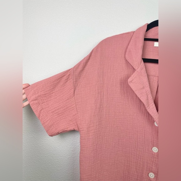 NWT Madewell Women's Large Lightespun Oversized Short Sleeve Pajama Top Rose PJ - Picture 3 of 14